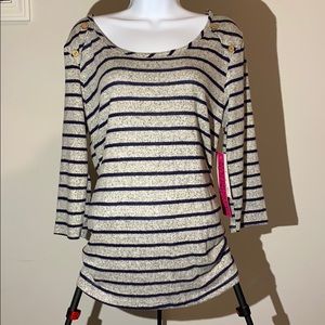 NWT Siren Lily Maternity Gray & Black Striped Top